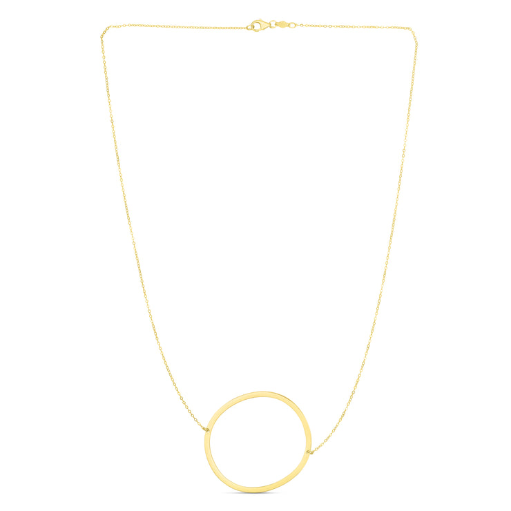 14K Gold Large Initial O Necklace
