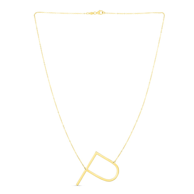 14K Gold Large Initial P Necklace