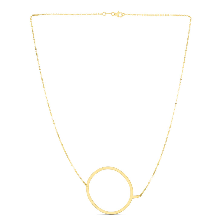 14K Gold Large Initial Q Necklace