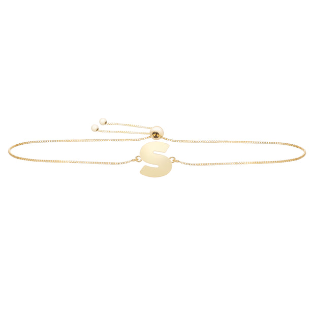 14K Gold Initial S Bolo Bracelet