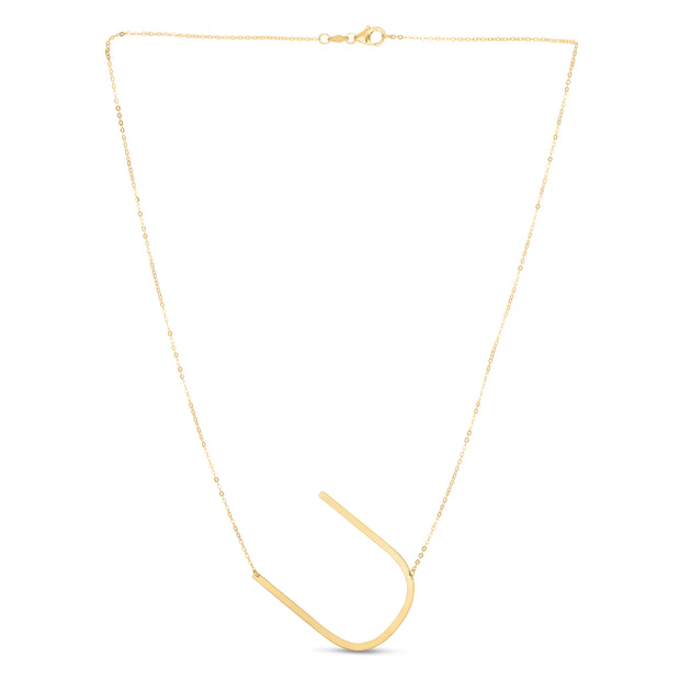 14K Gold Large Initial U Necklace