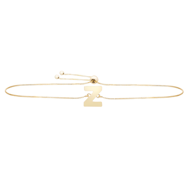 14K Gold Initial Z Bolo Bracelet