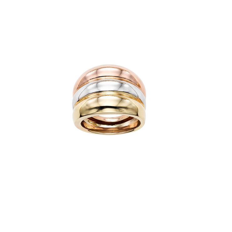 14K Tri-color Gold Trinity Ring