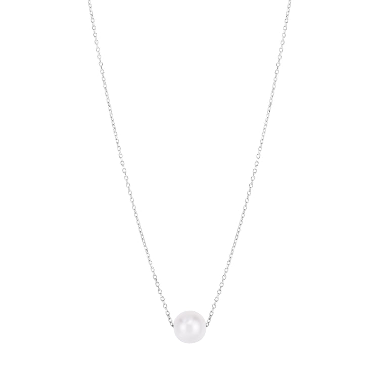 14K Pearl Necklace Solitaire necklace